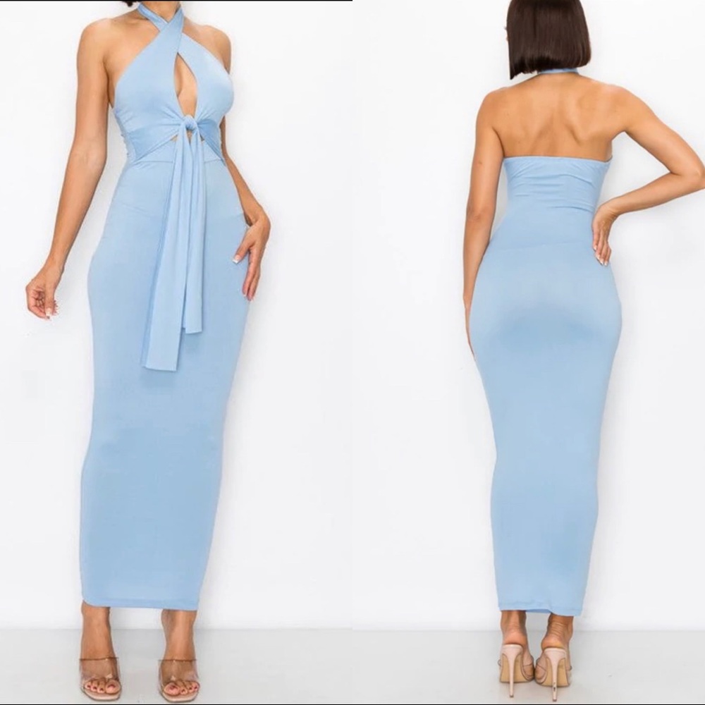 LONG HALTER MAXI DRESS